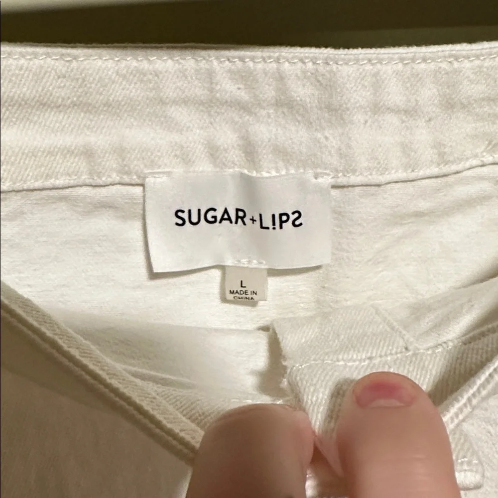 SugarLips White Jean Skirt Size Large - Picture 2 of 6